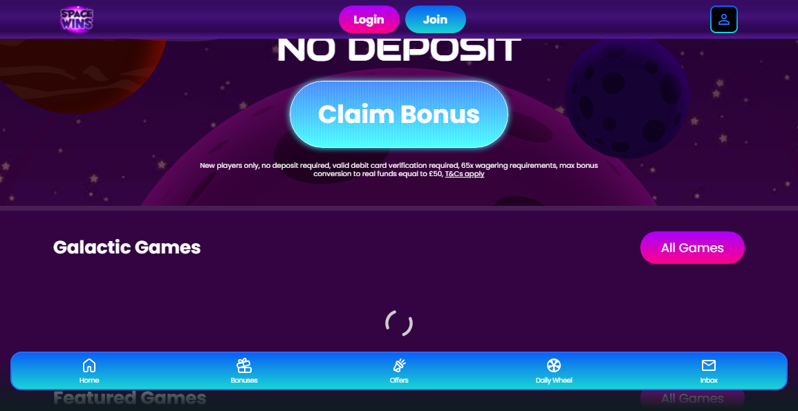 Space Wins Casino Desktop screenshot